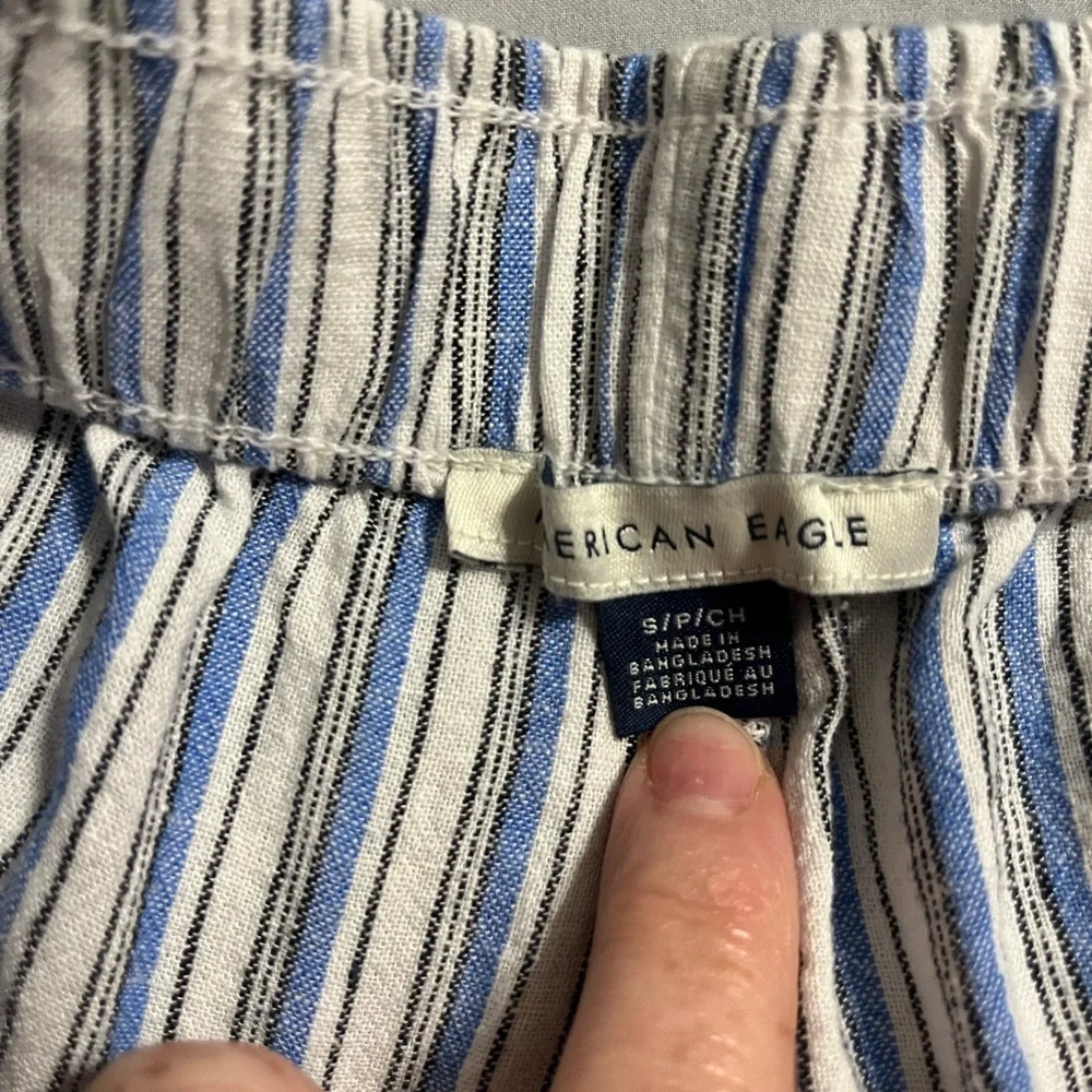 Aerie Blue and White Striped Linen Pants